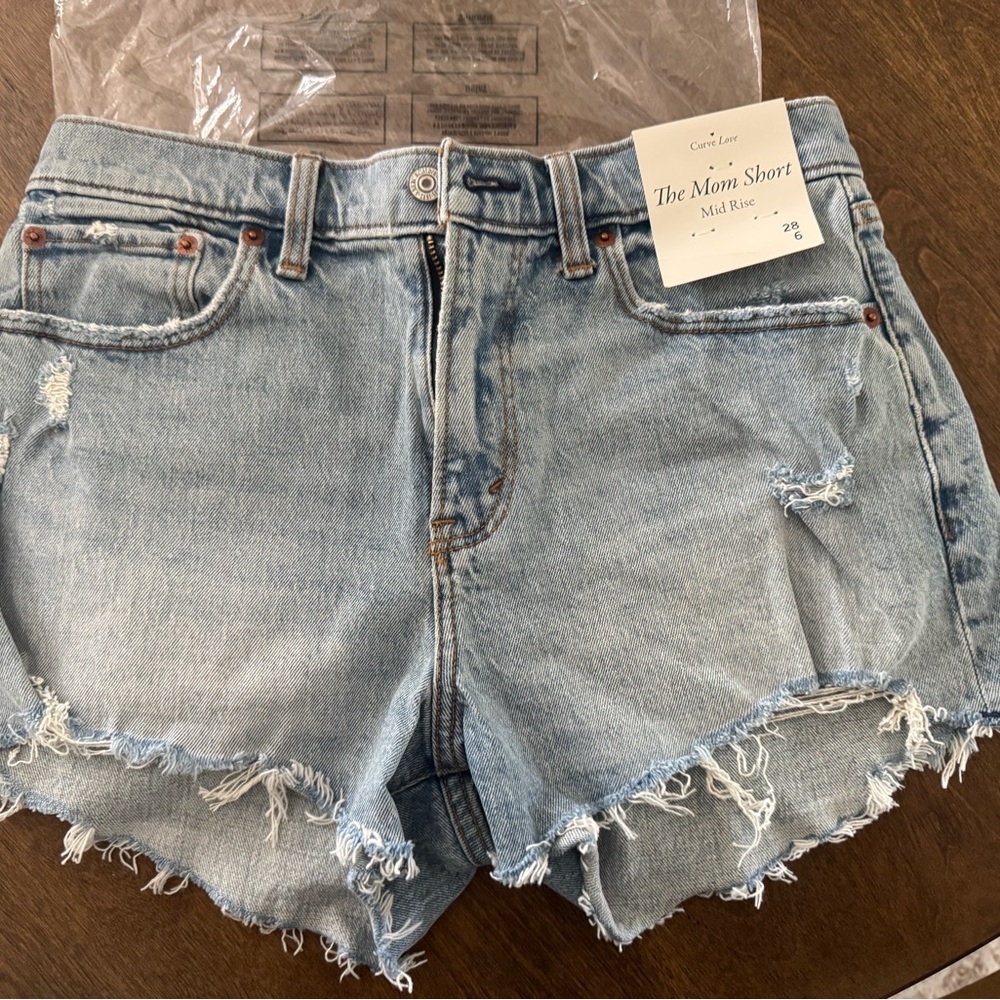 Abercrombie & Fitch Distressed Light Blue Jean Shorts